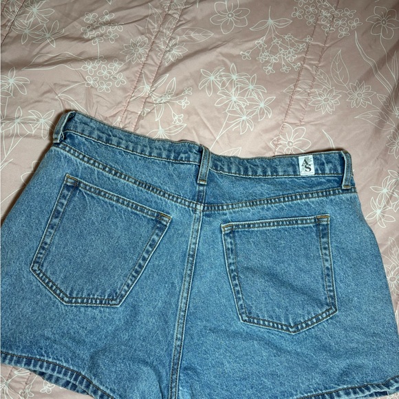 Altar'd State Light Blue High-Waist Wrap Denim Shorts - Picture 3 of 3